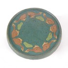 Grueby Pottery Faience Goose Round Trivet Tile Arts   Crafts Matte Blue Green