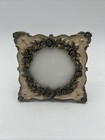 Pewter  Metal   Glass Small Photo Picture Frame W Enamel   Embossed Rose Flower
