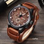 Fashion Curren Mens Date Stainless Steel Leather Analog Quartz Sport Wrist Watch