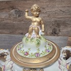 Antique Dresden Richard Klemm  Porcelain Covered Urn With Cherub Finial