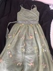 Girls Green Formal Flower Girl Dress 10 Embroidered Tulle Skirt Sash Straps