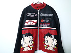 Nwt Betty Boop Leather Racing Jacket Unisex Size Xl Black Red Embroidered 