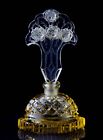 Vintage Czechoslovakia Art Deco Yellow Intaglio Perfume Bottle Roses Signed