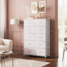 Fabric Dresser For Bedroom With 10 Drawers  Tall Chest Of Drawers  White Dresser