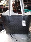 Nwt Coach Cv976 City Tote Signature Leather Canvas Tote Qb charcoal black