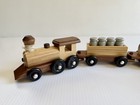 Vintage Pull-along Wooden Train Toy  Engine  Caboose 4 Others Cars  Ash Wood