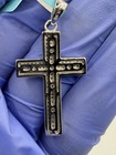 925 Sterling Silver Cross Pendant Round White Moissanite