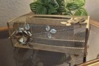 Vintage Tissue Box Holder Cover Gold Brass Mesh Mcm Vanity Hollywood Regency 10 