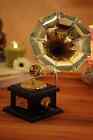 9  Desk Top Gramophone Player Phonograph Brass Horn Hmv Vintage Antique Gift 