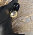 Vintage Statement Earrings Unique Gold-tone Textured Metal Dome Studs Pre-owned