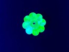 Vintage Flower Uranium Glass Gem 12mm Green Gold Foil Backed 1970s