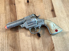 Vtg Early 30-40 s Steven s Bang-o-matic Cap Gun Western Toy Red Gem Grips Works