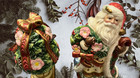 1997 Santa Claus Fitz   Floyd Christmas Wreath Green Salt   Pepper Shaker Set
