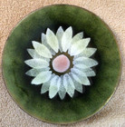 Vtg Mcm Enamel On Copper Plate dish 6    Diameter  Floral  Signed By Artist  1966