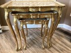 Vintage 1950s Hollywood Regency Italian Florentine Gilded Nesting Tables Set 3