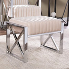 Champagne Velvet Ottoman With Chrome Legs - Chic Home Accent Piece