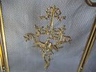 Vtg French Provincial Victorian 3 Panel Fold Brass Claw Foot Fireplace Screen