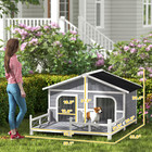 Wooden Large Dog House  Perfect For The Porch Or Deck  59  L  Grey
