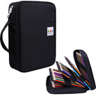 220 Slots Colored Pencil Case Pen Holder Zipper Organizer Bag  black 