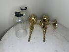 Vintage Set Of 2   Brass Wall Sconce - Candle Holders With Glass  
