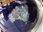 Unique 21  Tall Blue Lapis Tripod Gold Leg Table Gem Gemstone World Map Globe 