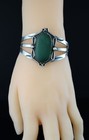 Old Pawn Navajo Native American Sterling Silver Green Turquoise Cuff Bracelet