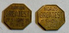 Lot Of 2 Vintage Show World Center Tokens Worlds Greatest Peep Coins 42nd St  Ny