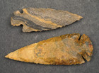 Two Spear Heads 3 9  And 3 2  Flint Knife Blade Arrowhead Point I-378
