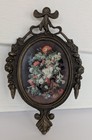 2 Vintage Miniature Italian Prints In Ornate Brass Frames Made In Italy 