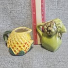 Vintage  Hand Painted Porcelain Green Ram Goat   Pineapple  japan  Creamer Lot 2
