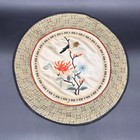 Vintage Chinese Silk Embroidery Panel Bird Floral Round Doily Tapestry Read