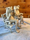 16 6 Lb Cast Iron Doorstop Frogs W Glasses On Floral Bench Garden Decor Vtg