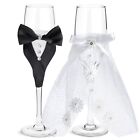 Bride And Groom Champagne Flutes  Wedding Dress Tuxedo Toasting Glasses Gift Set