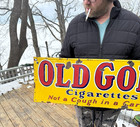 Vintage Old Gold Cigarettes Porcelain Sign Smoking Tobacco Metal 36 By 12