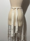 Vintage Long White Sheer Hostess  1 2 Apron W  Embroidered Flowers  Scalloped