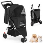 3 Wheel Pet Stroller Dog Cat Jogger Stroller Folding Travel Carrier Mesh Black