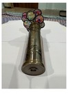 Vintage Brass Kaleidoscope With Colorful Glass Beads On Wooden Stand Home Decor