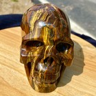 3 08lb Realistic Tiger s Eye Skull Carving  Gemstone Healing   Collectible