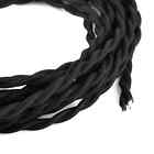 25 Ft Black Twisted Cloth Covered Wire Vintage Antique Lamp Cord Electrical Wire
