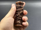 Chinese Vintage Boxwood Carved Dragon Pillar Statue Collection Nice Figurines Us