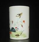 Hongxian Signed Chinese Famille Rose Brush Pot W  Crane
