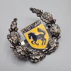 Vtg Stuttgart Pin Black Horse Oktoberfest Souvenir Hat Badge Oak Wreath Germany