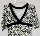 Vintage S Empire Waist Black Green Floral Dress Fit   Flare Cottagecore Midi 90s