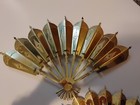 Set 2 Vintage Brass Gold Toned Metal Fans Wall Decor Mid Century