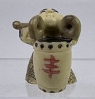 Vintage Japanese Netsuke Style Carved Monk Drummer Figurine Faux Ivory