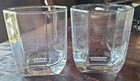2 Absolute Vodka Etched Low Ball 3-1 4    Tall Octagon Rocks Glasses Thick Heavy