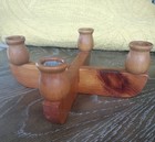 Vintage Mcm Interlocking Wooden Candle Holder X Shape Candelabra