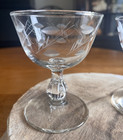 Vintage Set Of 2 Libbey Vienna Champagne Coupe Sherbet Stemware Etched Leaves