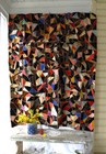 Antique 1800 s Silk   Velvet Crazy Quilt Top Embroidered signed 82 x72 