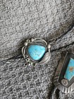  Vintage Zulu Adjustable Leather Bolo Tie Sterling Silver Turquoise Blue Stone